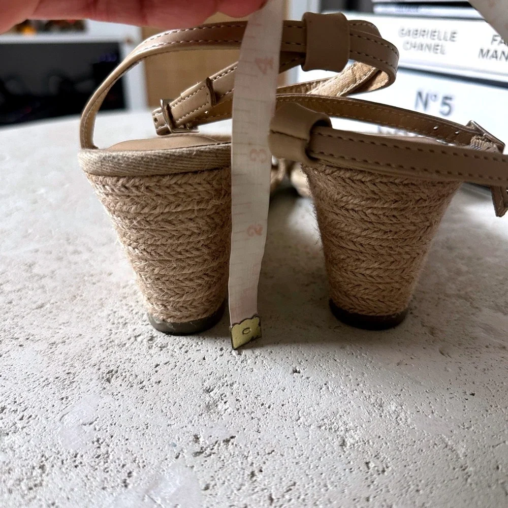 Joie Lila Woven Espadrille Strappy Ankle Wedge Sandals Slides Tan Beige Boho 8